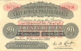 East Africa 20 Rupees, 1918 image