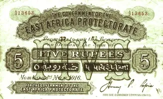 East Africa 5 Rupees, 1918 image