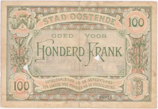 East Flanders, Province of 100 Francs, 1918 reverse