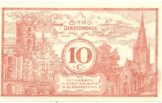 East Flanders, Province of 10 Centimes, 1918 reverse