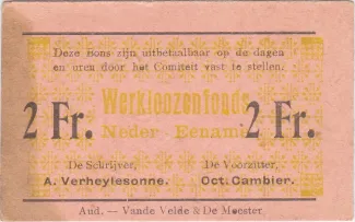 East Flanders, Province of 2 Francs,  reverse