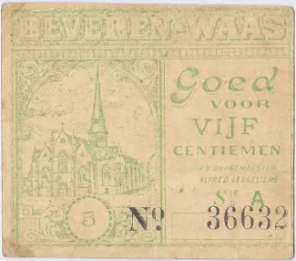 East Flanders, Province of 5 Centimes, 1917 reverse