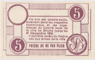 East Flanders, Province of 5 Centimes, 1918 reverse