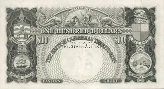 Eastern Caribbean States 100 Dollars, 1950 reverse