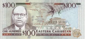 Eastern Caribbean States 100 Dollars, 1998 reverse