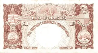 Eastern Caribbean States 10 Dollars, 1950-1951 reverse