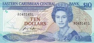 Eastern Caribbean States 10 Dollars, 1985 image