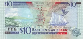 Eastern Caribbean States 10 Dollars, 2000 reverse