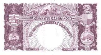 Eastern Caribbean States 20 Dollars, 1950-1951 reverse
