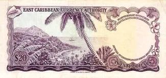 Eastern Caribbean States 20 Dollars, 1965 reverse