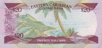Eastern Caribbean States 20 Dollars, 1987-1988 reverse