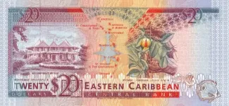 Eastern Caribbean States 20 Dollars, 1993 reverse