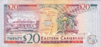 Eastern Caribbean States 20 Dollars, 1994 reverse