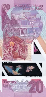 Eastern Caribbean States 20 Dollars, 2019 reverse
