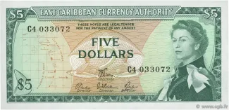 Eastern Caribbean States 5 Dollars, 1965 image