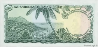 Eastern Caribbean States 5 Dollars, 1965 reverse