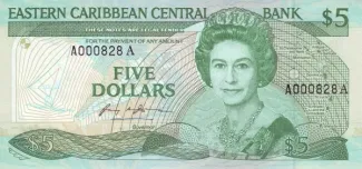 Eastern Caribbean States 5 Dollars, 1988 image