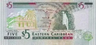 Eastern Caribbean States 5 Dollars, 2000 reverse