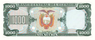 Ecuador 1.000 Sucres, 1976-1982 reverse