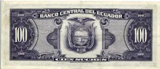 Ecuador 100 Sucres, 1971-1977 reverse