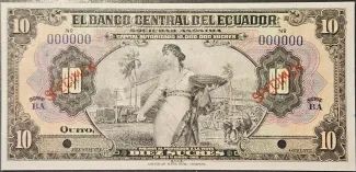 Ecuador 10 Sucres, 1938 image