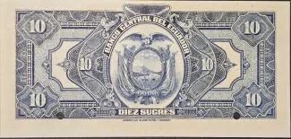 Ecuador 10 Sucres, 1928-1938 reverse