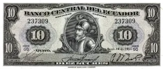 Ecuador 10 Sucres, 1955 image