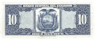 Ecuador 10 Sucres, 1950-1955 reverse