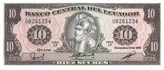 Ecuador 10 Sucres, 1988 image