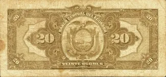 Ecuador 20 Sucres, 1928-1937 reverse