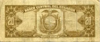 Ecuador 20 Sucres, 1950-1960 reverse