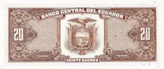 Ecuador 20 Sucres, 1986-1988 reverse