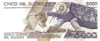 Ecuador 5.000 Sucres, 1987 reverse