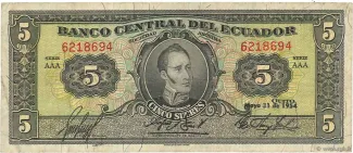 Ecuador 5 Sucres, 1955 image