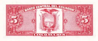 Ecuador 5 Sucres, 1975-1983 reverse