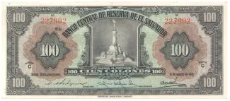 El Salvador 100 Colones, 1954 image