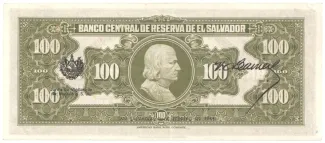 El Salvador 100 Colones, 1942-1954 reverse