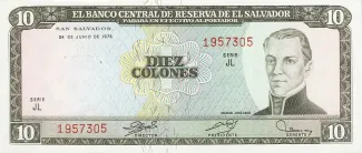 El Salvador 10 Colones, 1976 image