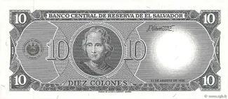 El Salvador 10 Colones, 1995 reverse