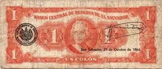 El Salvador 1 Colón, 1963-1966 reverse
