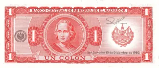 El Salvador 1 Colón, 1977-1980 reverse