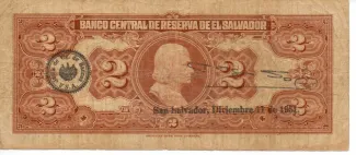El Salvador 2 Colones, 1934-1952 reverse