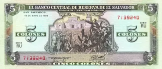 El Salvador 5 Colones, 1990 image