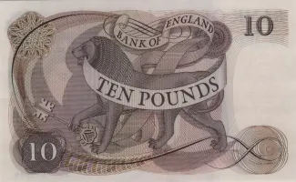 England 10 Pounds - Elizabeth II, 1964-1975 reverse