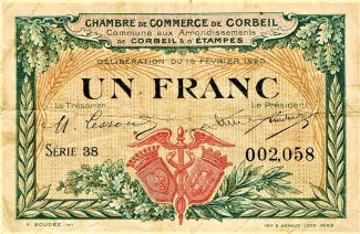 French notgeld 1 Franc, 1920 image