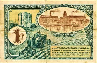 French notgeld 1 Franc, 1920 reverse