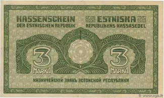Estonia 3 Marka, 1919 reverse