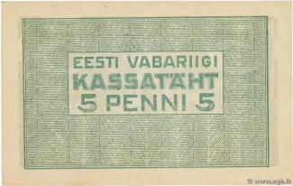 Estonia 5 Penni, 1919 reverse