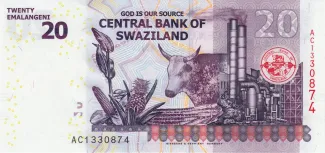 Eswatini 20 Emalangeni, 2010-2017 reverse