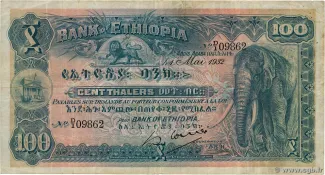 Ethiopia 100 Thalers, 1933 image